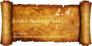 Loibl Apollónia névjegykártya